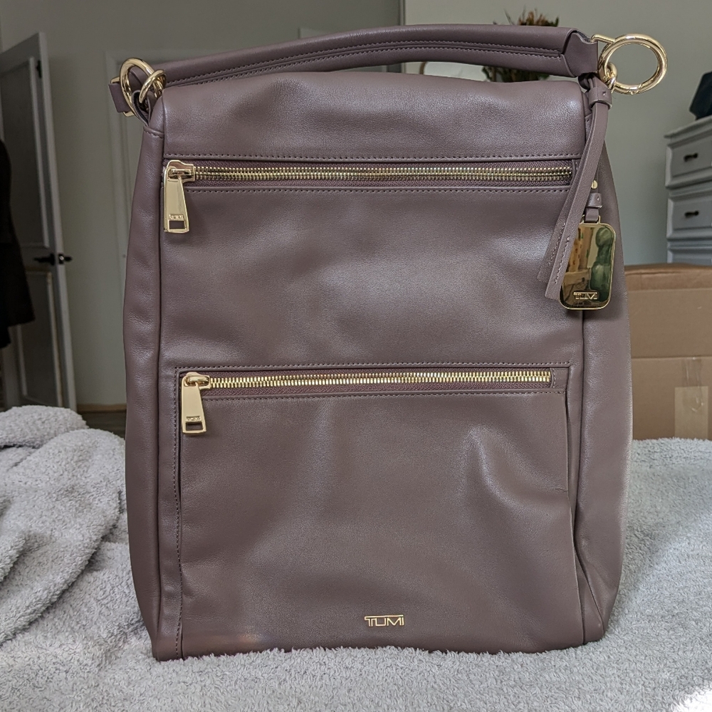Tumi Mauve leather backpack